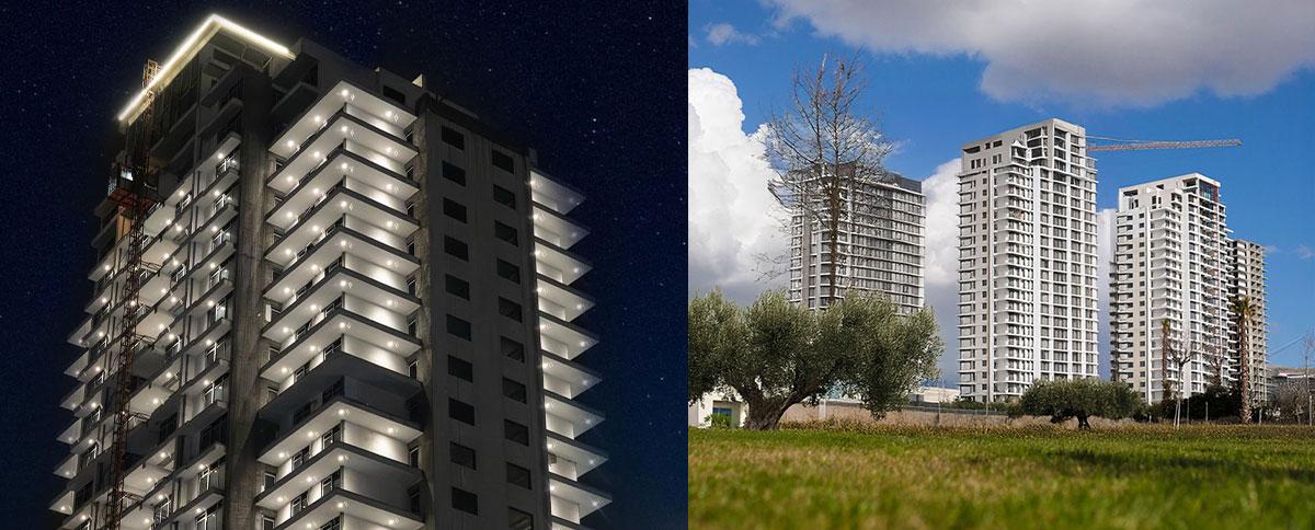 Installing the exterior ceiling of the Marina Project's garage.