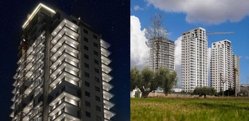 Installing the exterior ceiling of the Marina Project's garage.